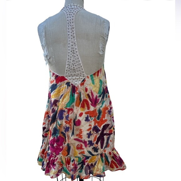 French Connection Cotton Dress with Beaded Halter sz 4 - Picture 2 of 4